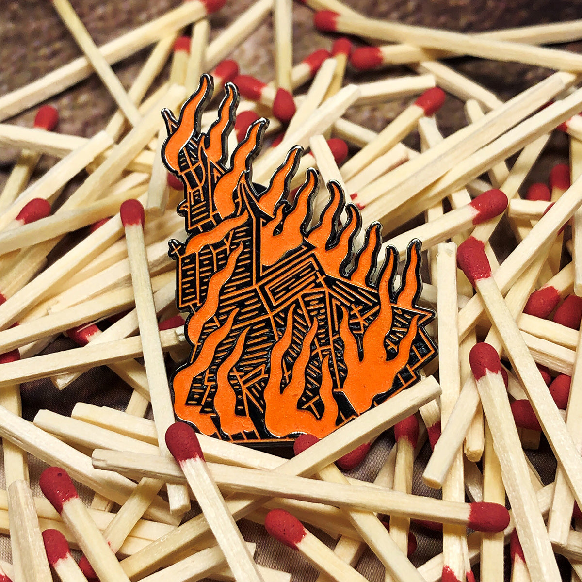 Fantoft Stave Pin - Black & Orange Glow